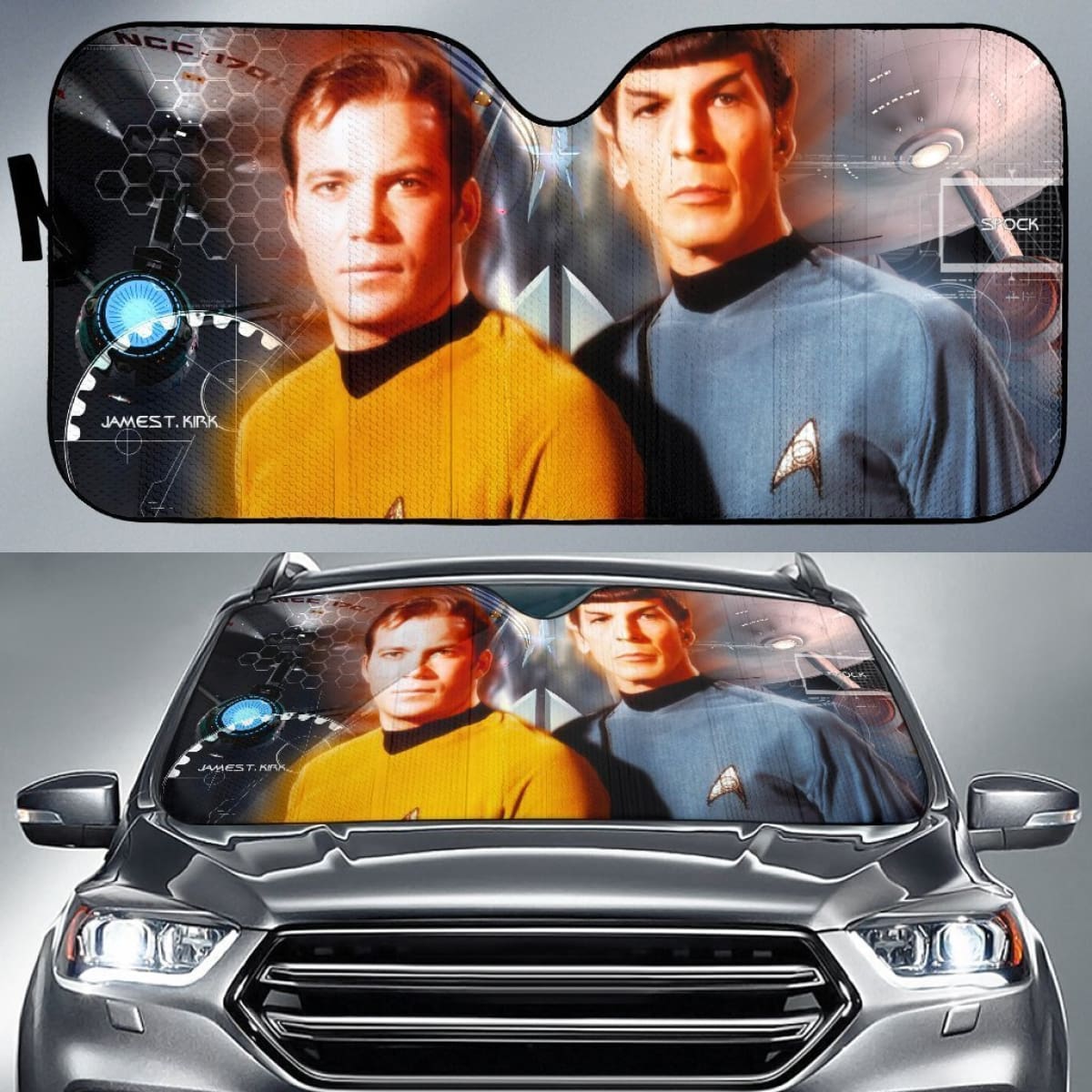 James T Kirk & Spock Star Trek Auto Sun Shade Nh07 Universal Fit 111204