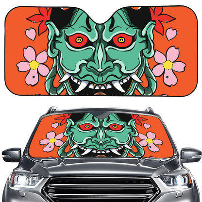 Japanese Demon Print Car Windshield Sun Shade