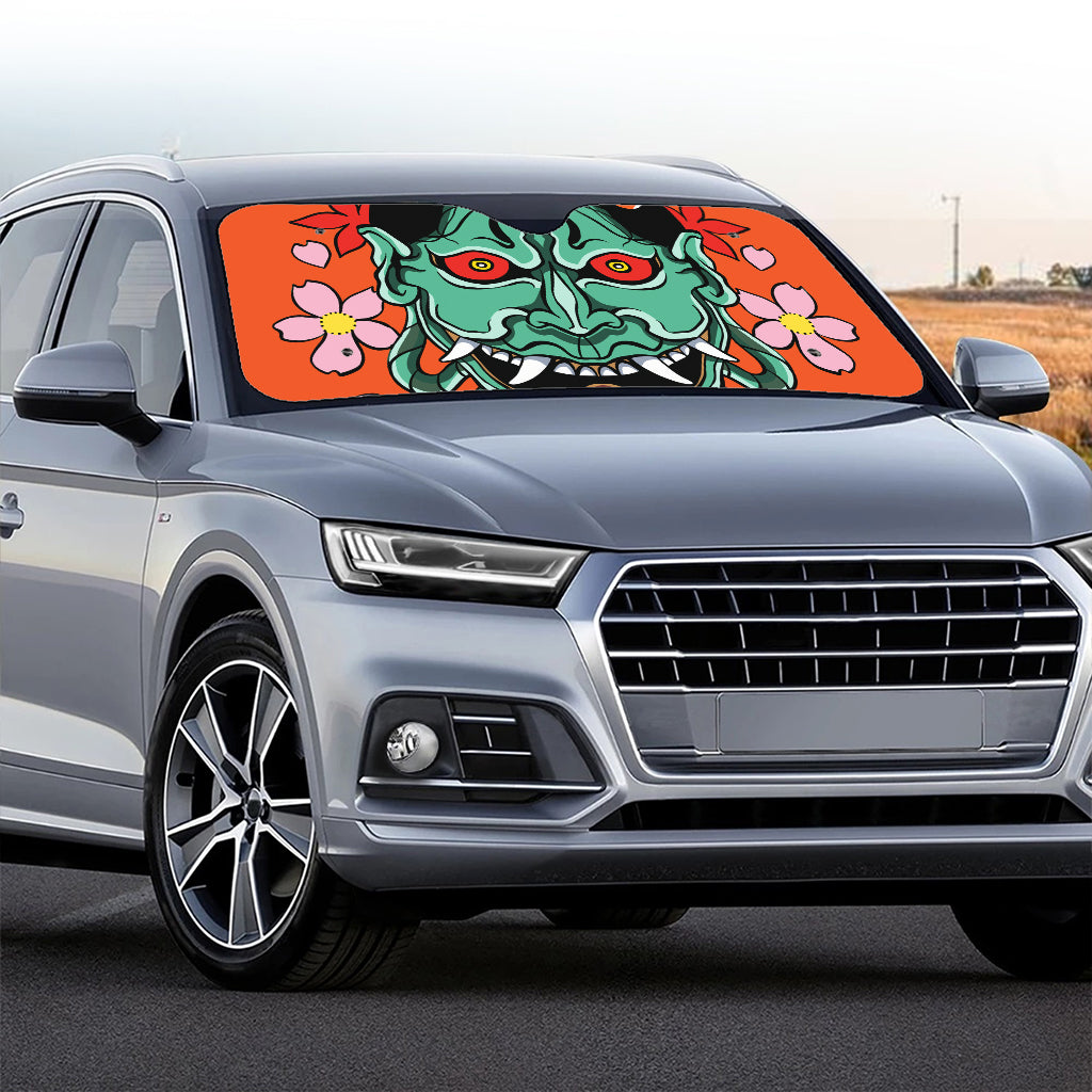 Japanese Demon Print Car Windshield Sun Shade