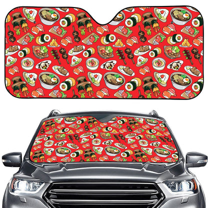 Japanese Food Pattern Print Car Windshield Sun Shade