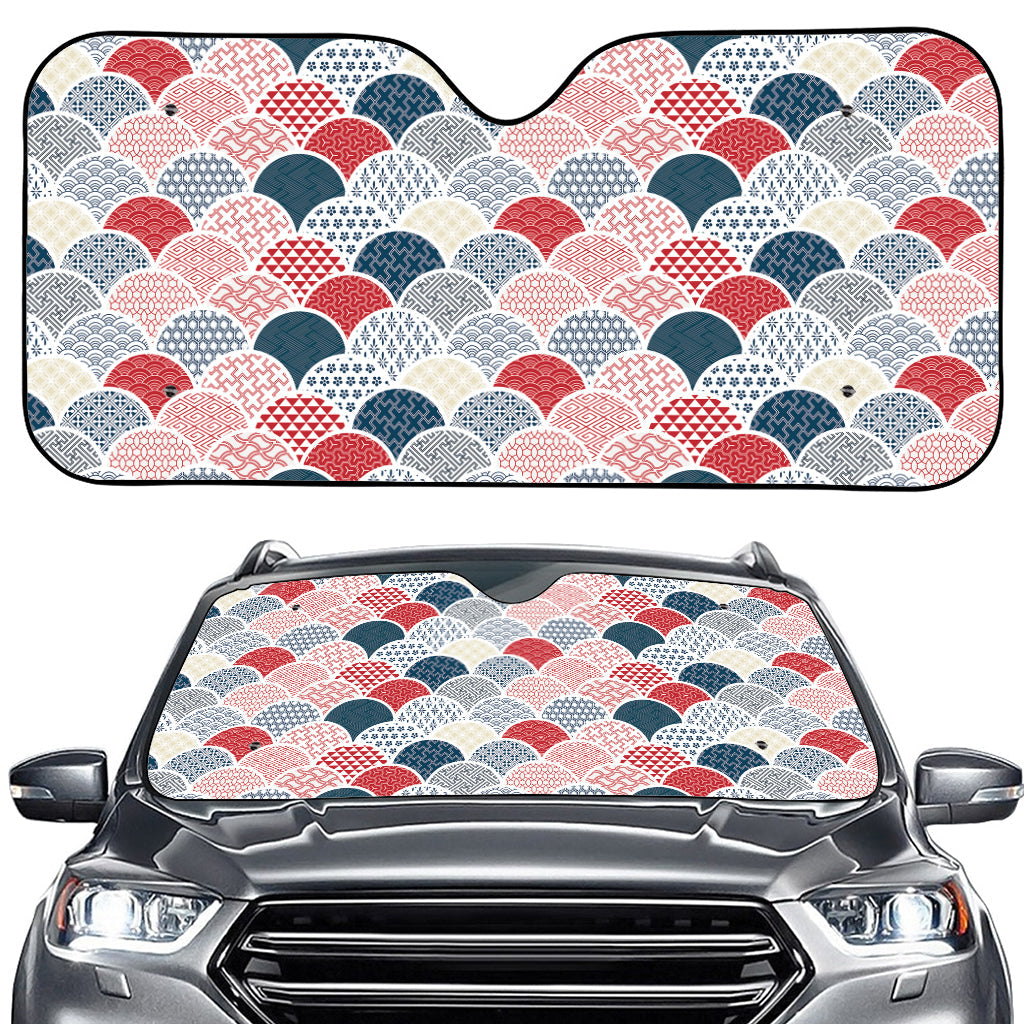 Japanese Geometric Pattern Print Car Windshield Sun Shade