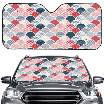 Japanese Geometric Pattern Print Car Windshield Sun Shade
