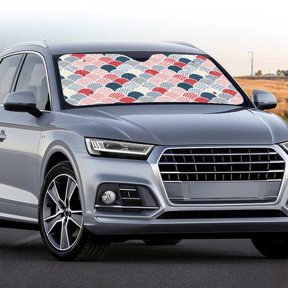Japanese Geometric Pattern Print Car Windshield Sun Shade