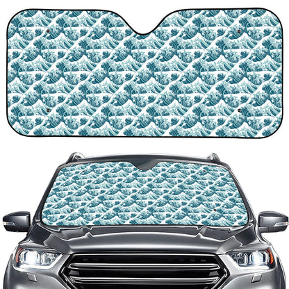 Japanese Kanagawa Wave Pattern Print Car Windshield Sun Shade