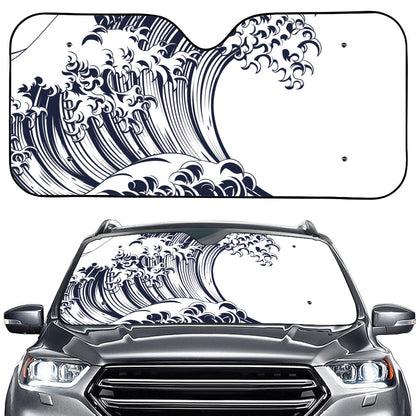 Japanese Kanagawa Wave Print Car Windshield Sun Shade