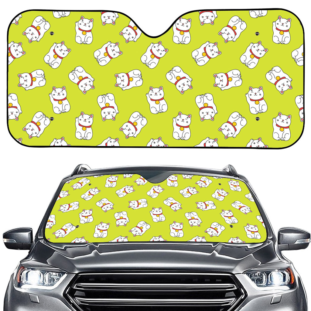 Japanese Lucky Cat Cartoon Print Car Windshield Sun Shade