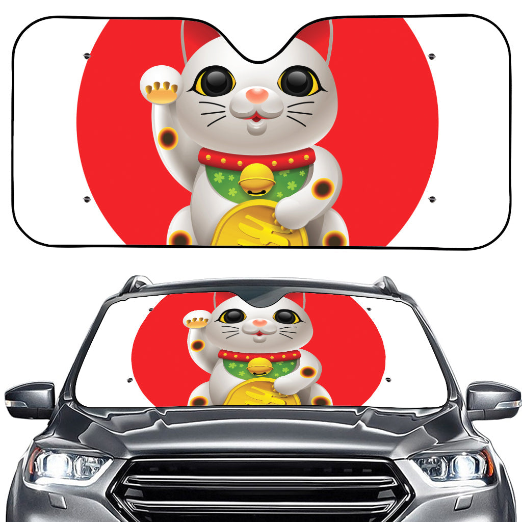 Japanese Lucky Cat Maneki Neko Print Car Windshield Sun Shade