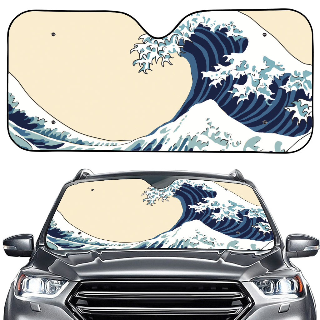 Japanese Ocean Wave Print Car Windshield Sun Shade