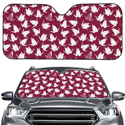 Japanese Origami Crane Pattern Print Car Windshield Sun Shade
