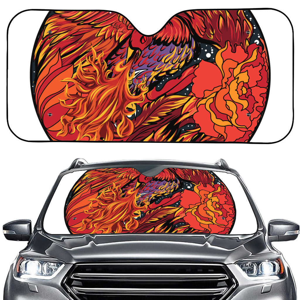 Japanese Phoenix Print Car Windshield Sun Shade