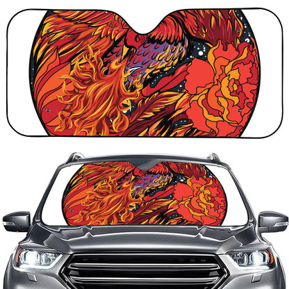 Japanese Phoenix Print Car Windshield Sun Shade