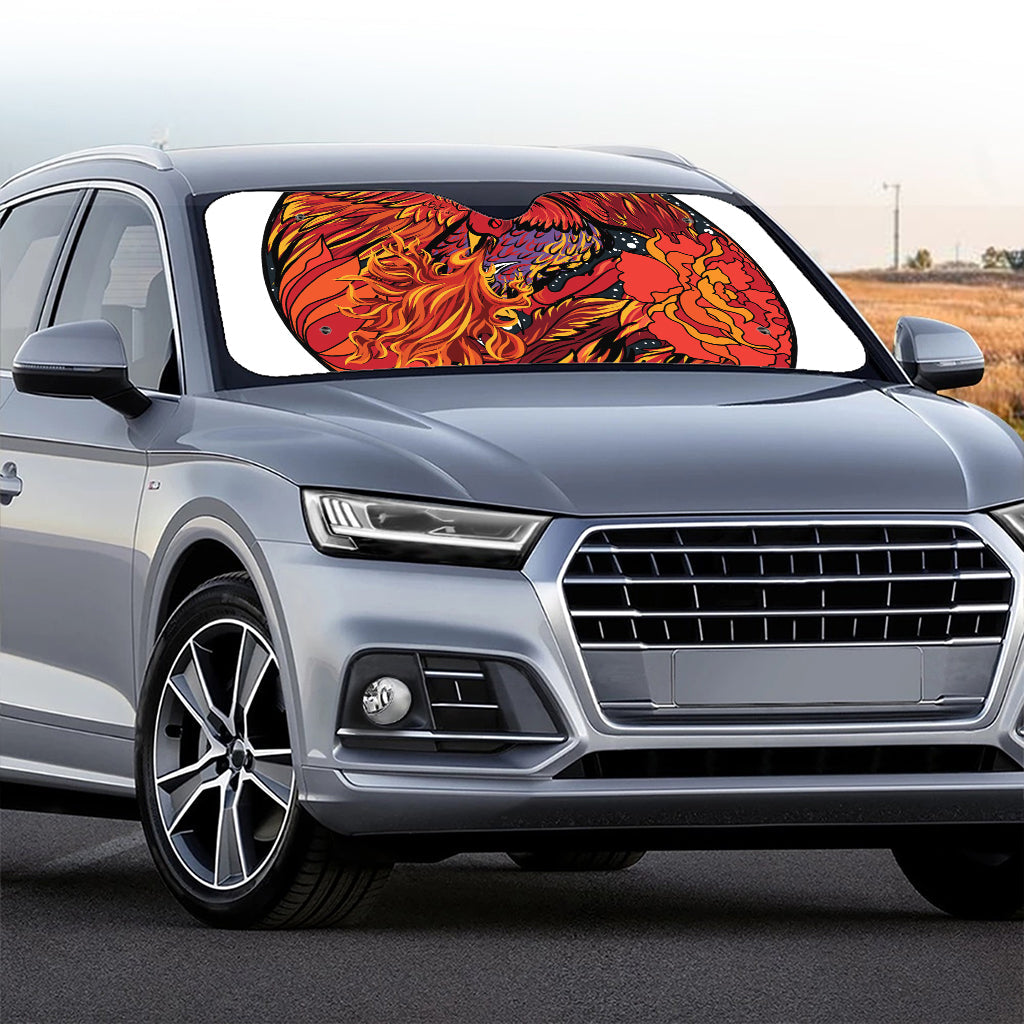 Japanese Phoenix Print Car Windshield Sun Shade
