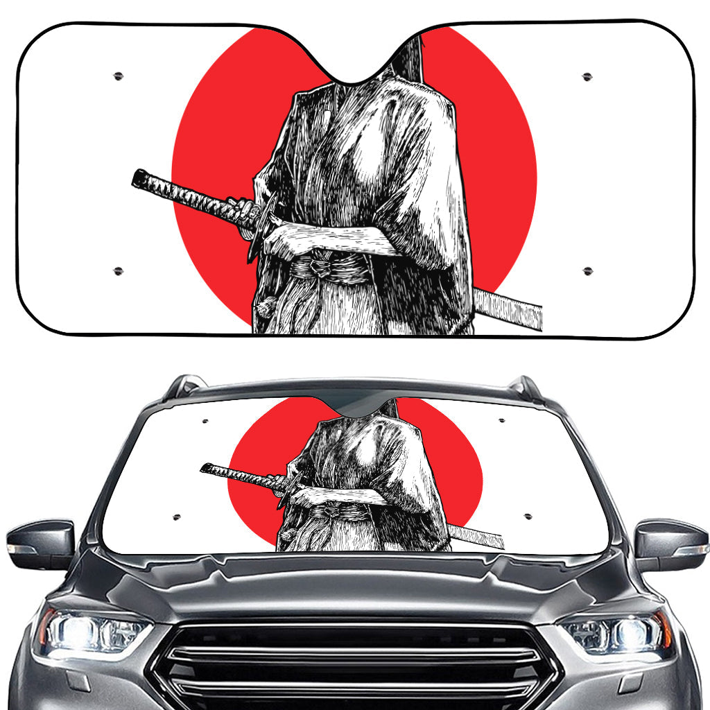 Japanese Samurai Girl Print Car Windshield Sun Shade
