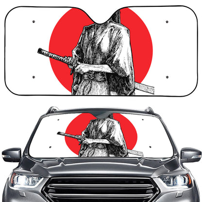 Japanese Samurai Girl Print Car Windshield Sun Shade