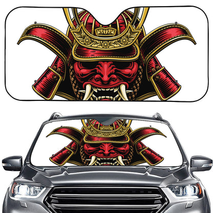 Japanese Samurai Helmet Print Car Windshield Sun Shade
