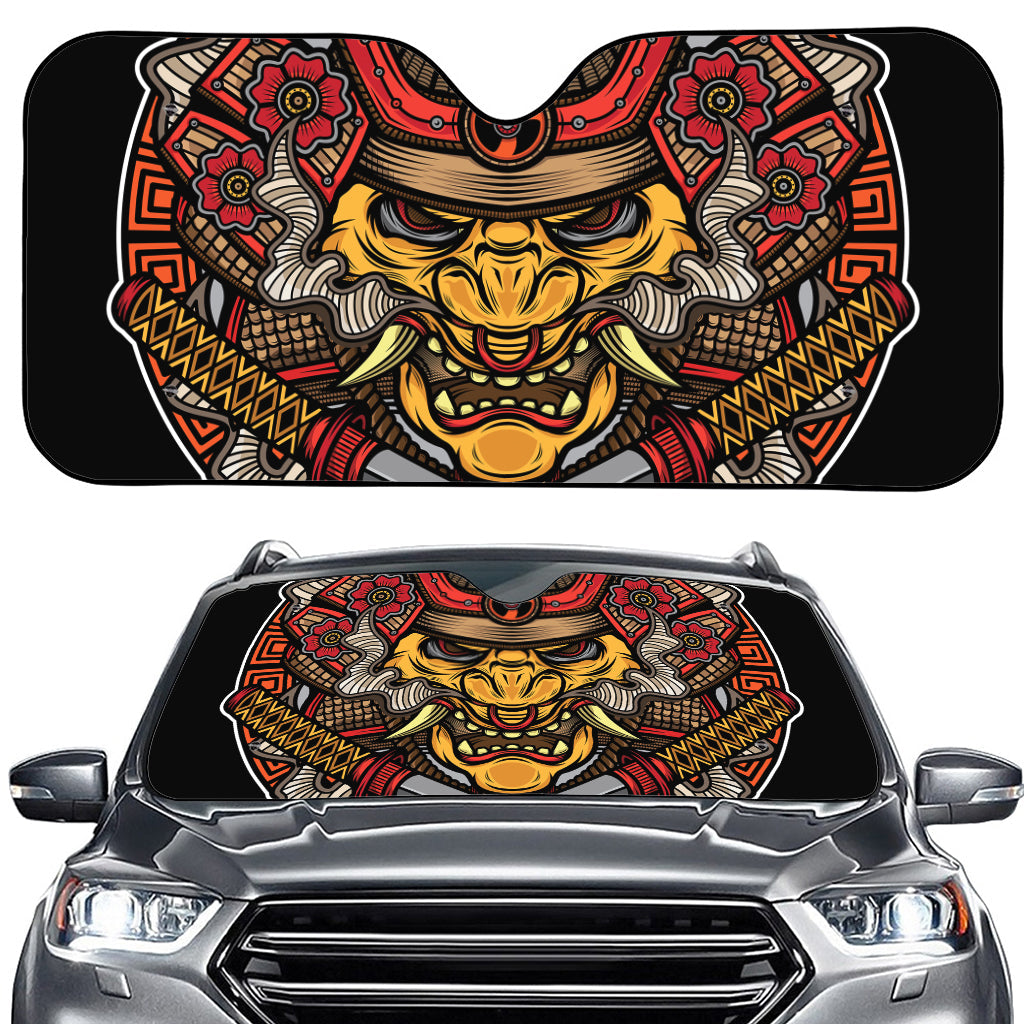 Japanese Samurai Mask Print Car Windshield Sun Shade