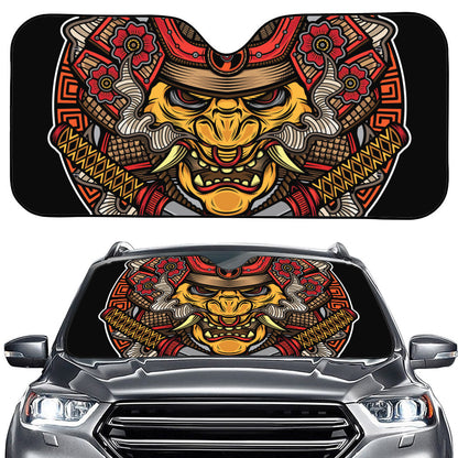 Japanese Samurai Mask Print Car Windshield Sun Shade
