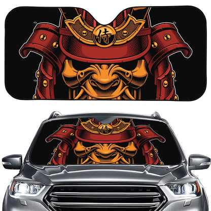 Japanese Samurai Warrior Mask Print Car Windshield Sun Shade