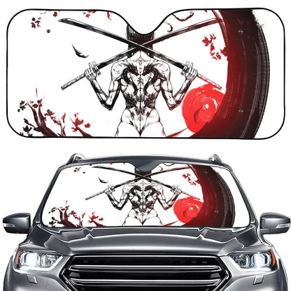 Japanese Samurai Woman Print Car Windshield Sun Shade
