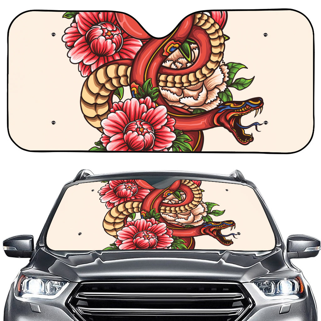 Japanese Snake Tattoo Print Car Windshield Sun Shade