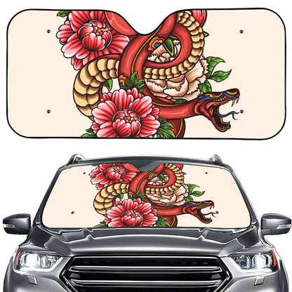 Japanese Snake Tattoo Print Car Windshield Sun Shade