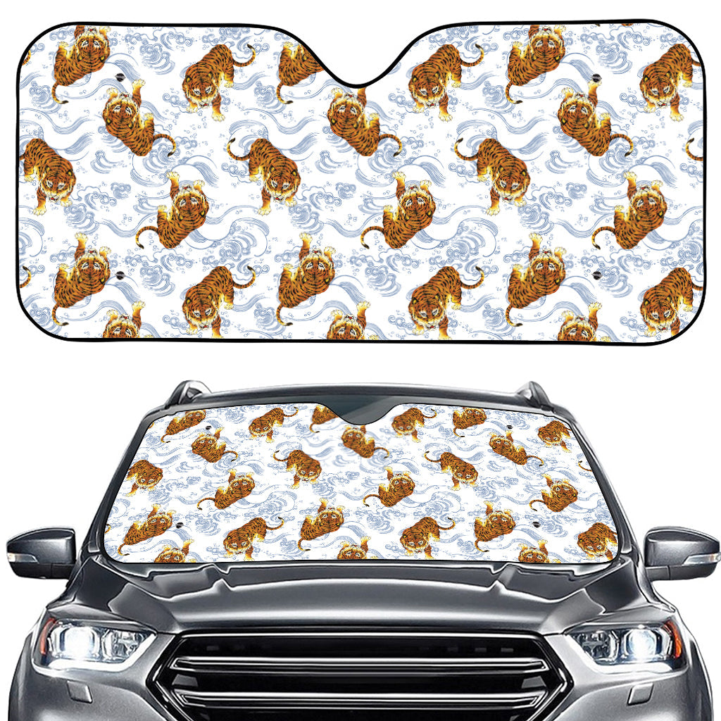 Japanese Tiger Pattern Print Car Windshield Sun Shade