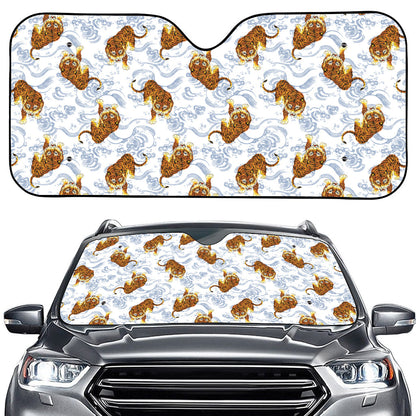 Japanese Tiger Pattern Print Car Windshield Sun Shade