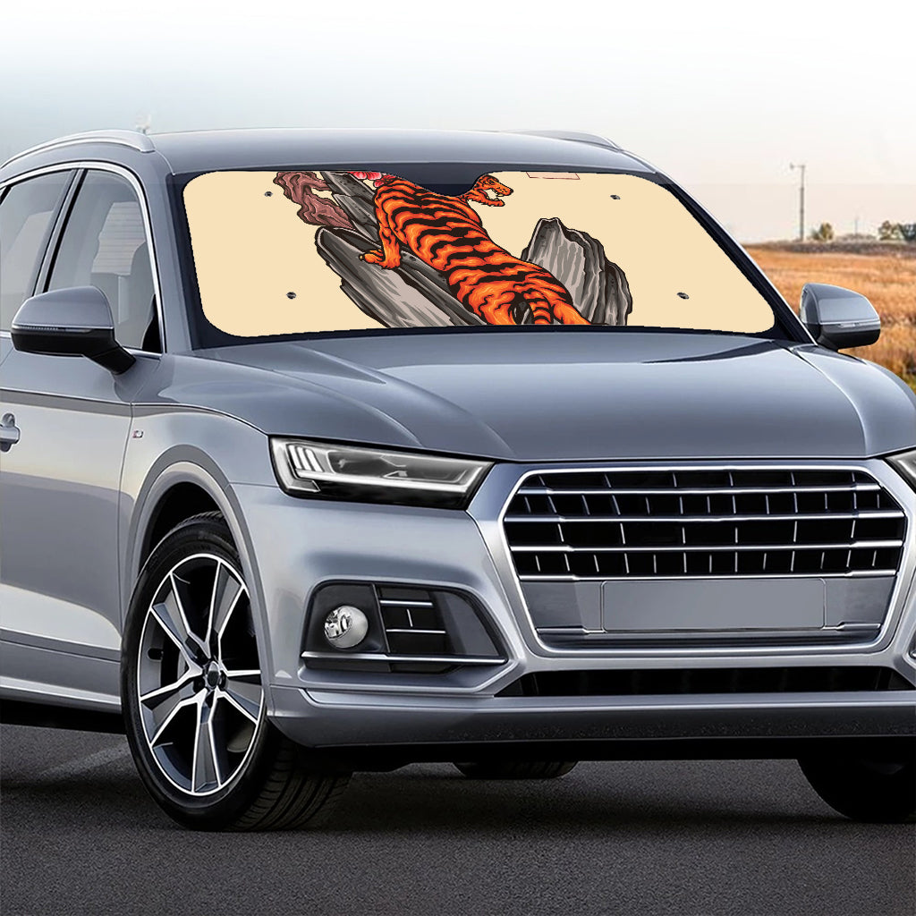 Japanese Tiger Tattoo Print Car Windshield Sun Shade