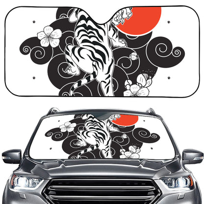 Japanese White Tiger Tattoo Print Car Windshield Sun Shade