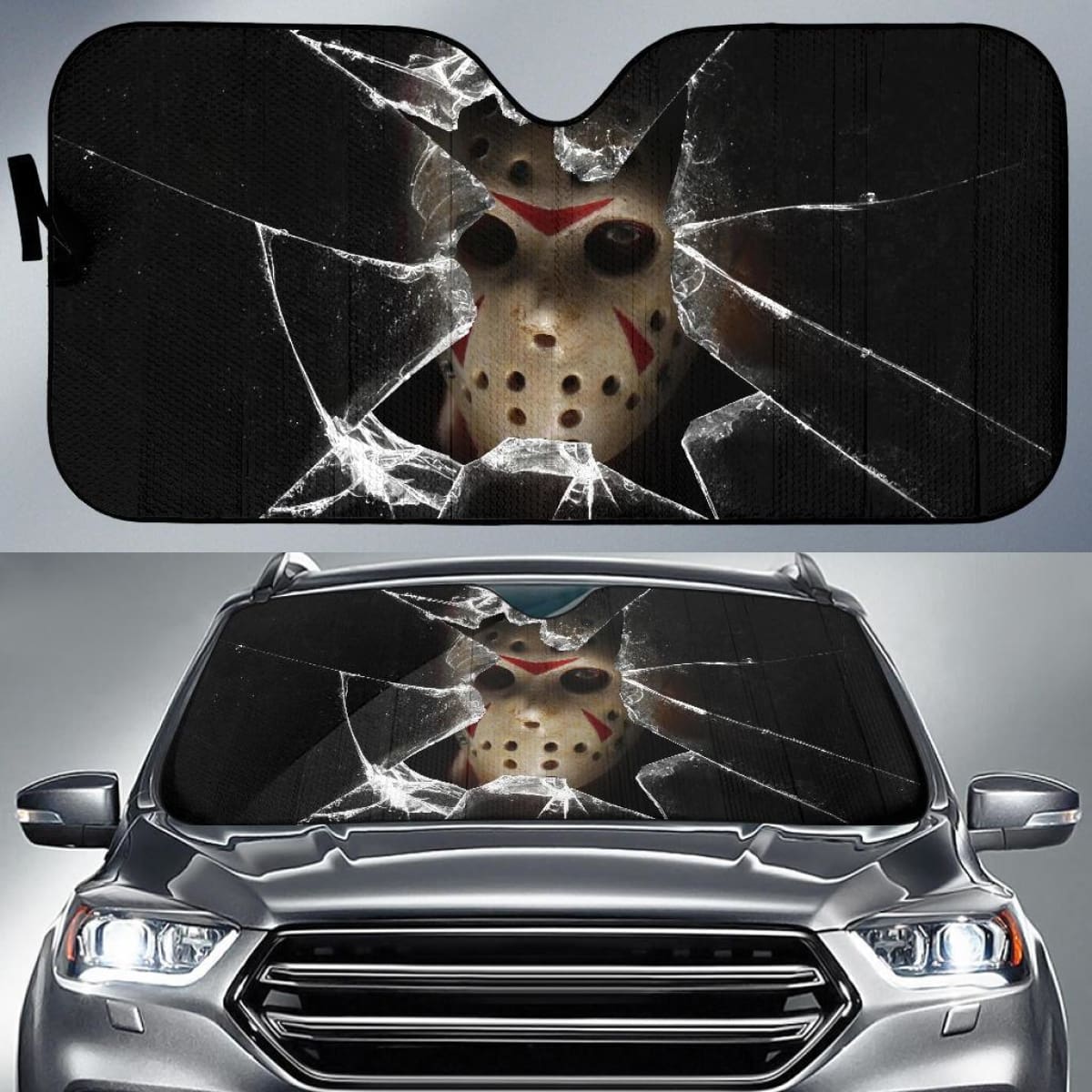 Jason Voorhees Car Auto Sun Shade Horror Windshield Broken Universal Fit 174503