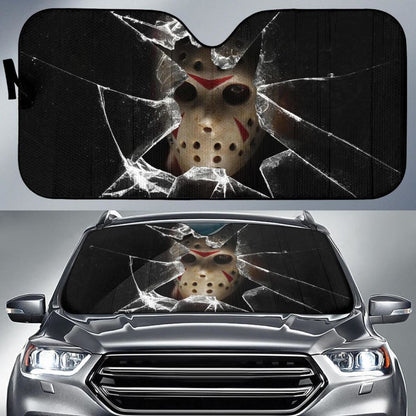Jason Voorhees Car Auto Sun Shade Horror Windshield Broken Universal Fit 174503