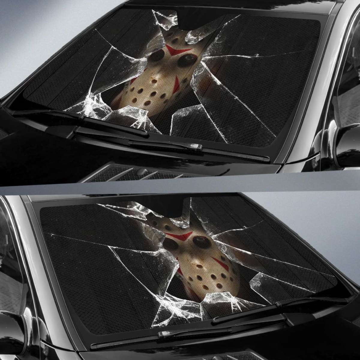 Jason Voorhees Car Auto Sun Shade Horror Windshield Broken Universal Fit 174503