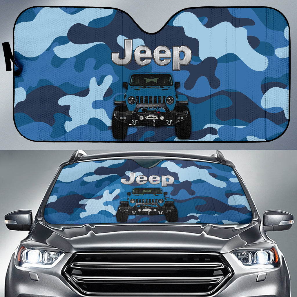 Jeep Camo Blue Color Car Auto Sunshades