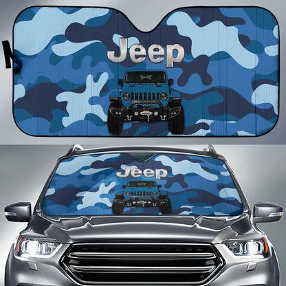 Jeep Camo Blue Color Car Auto Sunshades
