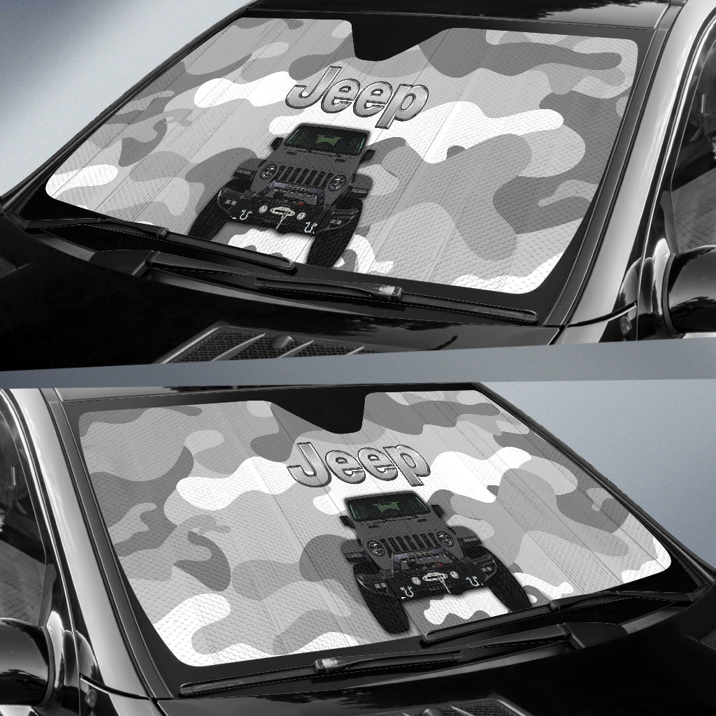 Jeep Camo Grey Color Car Auto Sunshades