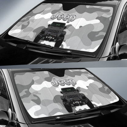 Jeep Camo Grey Color Car Auto Sunshades