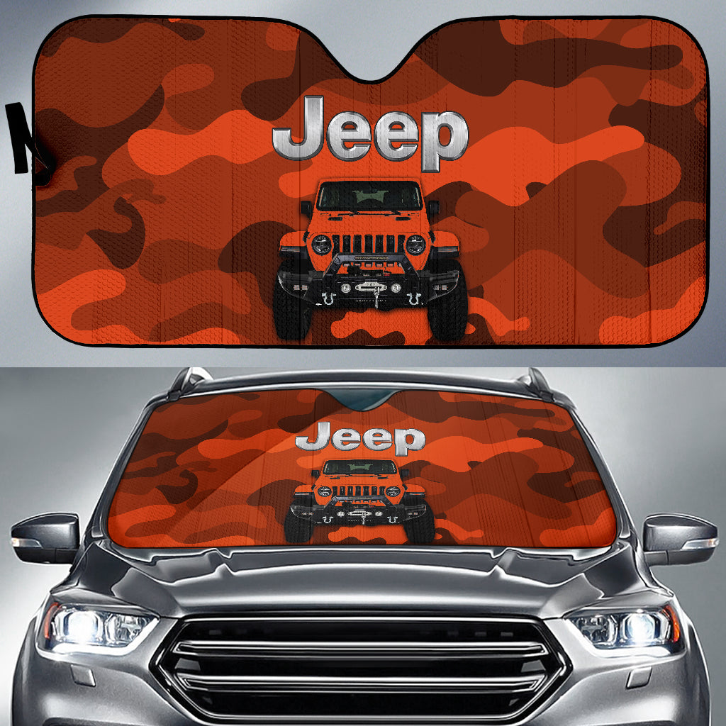 Jeep Camo Orange Color Car Auto Sunshades