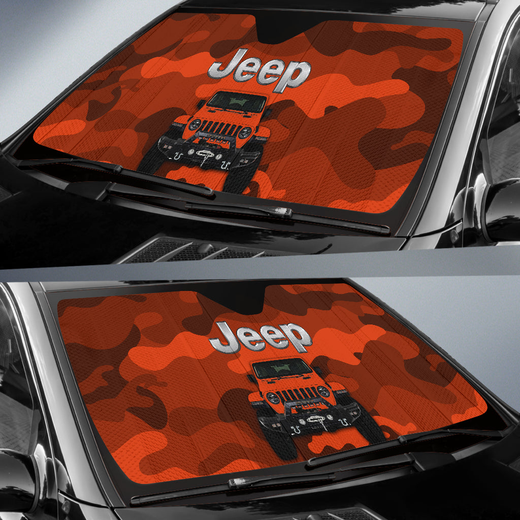Jeep Camo Orange Color Car Auto Sunshades