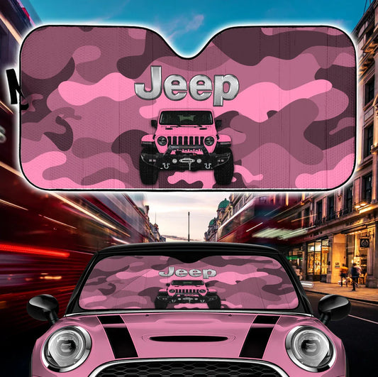 Jeep Camo Pink Color Car Auto Sunshades - PersonalizedFury