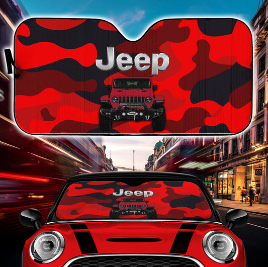 Jeep Camo Red Color Car Auto Sunshades