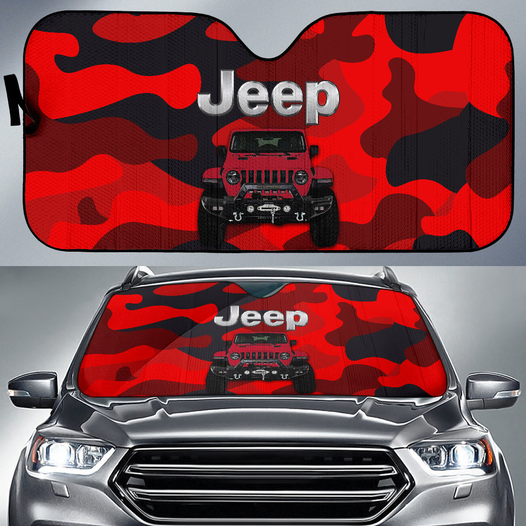 Jeep Camo Red Color Car Auto Sunshades