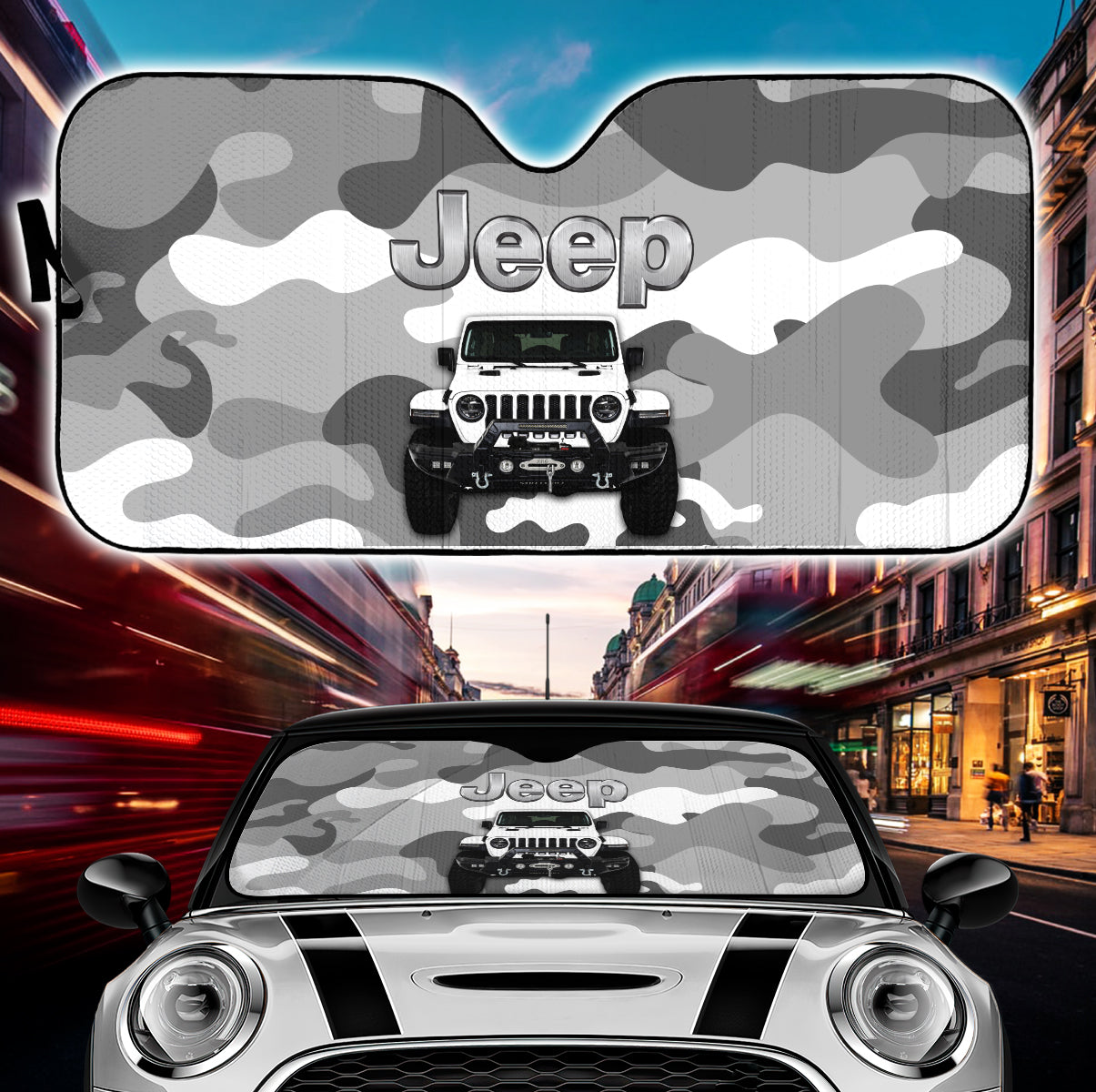 Jeep Camo White Color Car Auto Sunshades