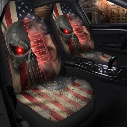 Jeep Car Seat Covers – Patriot Flag Skull Combo