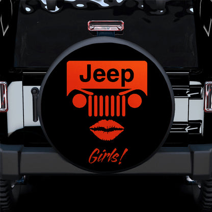 Jeep Girl Orange Car Spare Tire Cover