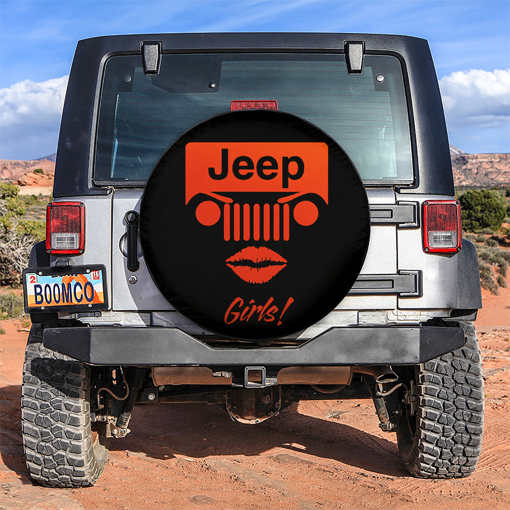 Jeep Girl Orange Car Spare Tire Cover