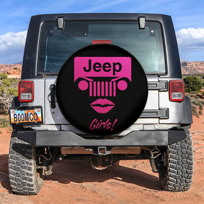 Jeep Girl Pink Car Leather Spare Tire Cover - PersonalizedFury