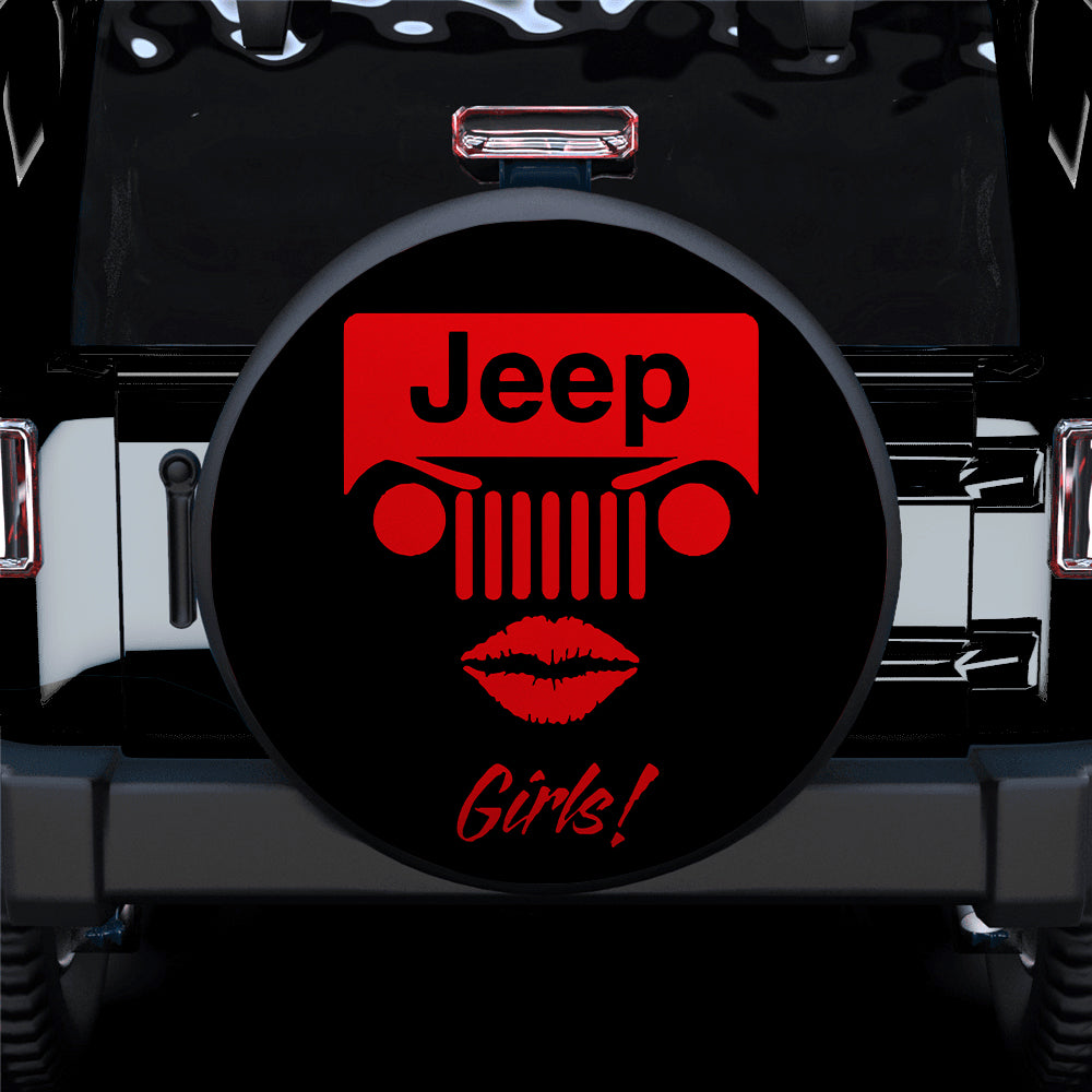 Jeep Girl Red Car Spare Tire Cover