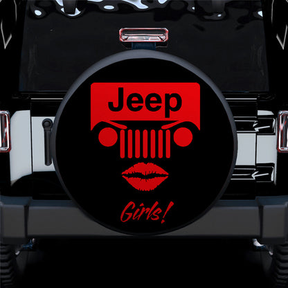 Jeep Girl Red Car Spare Tire Cover