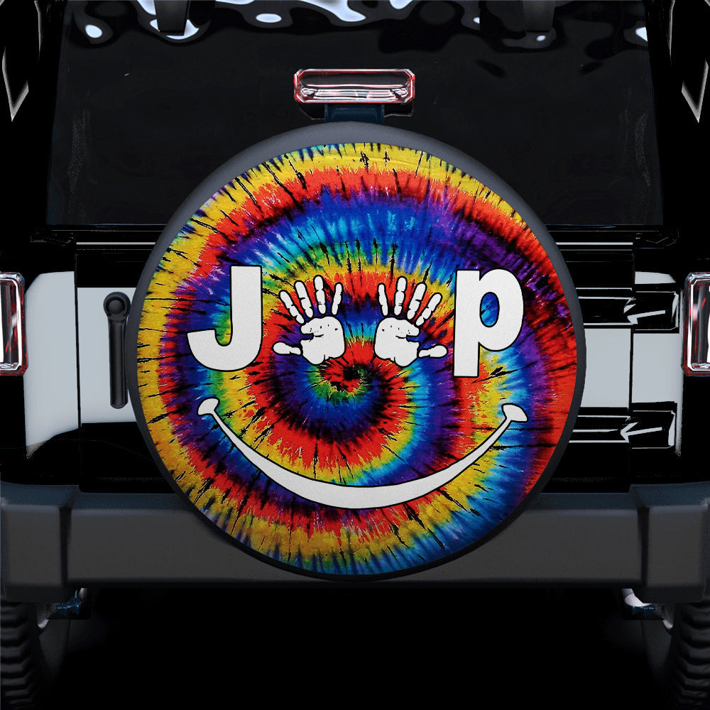 Jeep Hand Smile Tie Dye Car Spare Tire Cover