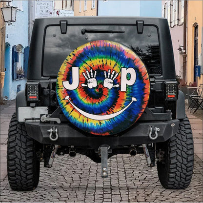 Jeep Hand Smile Tie Dye Car Spare Tire Cover